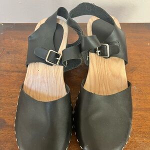 Black Leather clogs